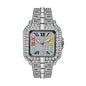 BELBI BELBL-8238 Live Edition Men's Iced Out Watch - Luxury Large Crystal Bezel Pave Dial Rainbow Roman Numerals 6H Date Metal Band Hiphop Wristwatch