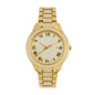BELBI BELBL-8242 Live Edition Men's Iced Out Watch - Luxury Full Crystals Encrusted Roman Numerals Gold Dial Date Window Metal Band Hiphop Wristwatch
