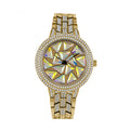 BELBI BELBL-9188 Live Edition Women's Fashion Watch - Luxury Full Crystals Encrusted Bezel Creative Geometric Prism Mosaic Dial Metal Band Wristwatch
