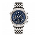 BESTWIN BW272 Live Edition Men's Aviator Chronograph Quartz Watch - 43mm Silver Case Slide Rule Bezel 4:30 Date Multi-Link Stainless Steel Band Wristwatch