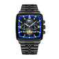 DEDIMA DDM317 Quartz Watch - Live Edition Men's Luxury Square Domed Case Sun-Moon Phase Luminous Hands Multi-Bead Steel Link Bracelet Wristwatch