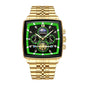 DEDIMA DDM317 Quartz Watch - Live Edition Men's Luxury Square Domed Case Sun-Moon Phase Luminous Hands Multi-Bead Steel Link Bracelet Wristwatch