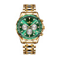 DEDIMA DDM813 Quartz Watch - Live Edition Men's Heavy Sport 44mm Chronograph Style Dial Luminous Hands Day Date 3D Pyramid Steel Bracelet Wristwatch