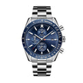 DEDIMA DDM929 Quartz Watch - Live Edition Men's Heavy Sport 44mm Domed Lens Tachymeter Bezel Chronograph Style Dial Luminous Hands Date Blue Steel Link Bracelet Wristwatch
