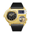 Oulm HP5026 Live Edition Men's Tactical Watch - Cyberpunk Multi Time Zone Ana-Digi Dual Core Armor Case Wide Strap Sport Wristwatch