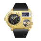 Oulm HP5026 Live Edition Men's Tactical Watch - Cyberpunk Multi Time Zone Ana-Digi Dual Core Armor Case Wide Strap Sport Wristwatch