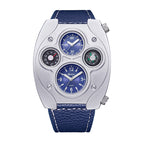 Oulm HP9155 Live Edition Men's Tactical Watch - Cyberpunk Multi Time Zone Dual Movement Shield Armor Case with Built-in Compass & Thermometer Sport Wristwatch