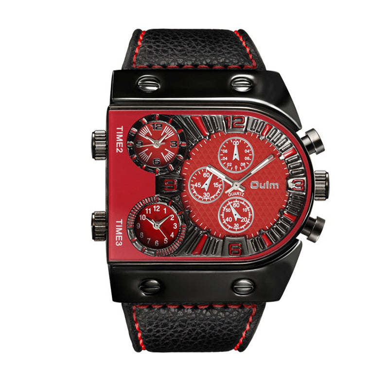 Oulm HP9315 Quartz Watch - Live Edition Men's Heavy Steampunk Industrial Matte Case Luminous Hands Wide Leather Strap Tactical Wristwatch