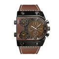 Oulm HP9315 Quartz Watch - Live Edition Men's Heavy Steampunk Industrial Matte Case Luminous Hands Wide Leather Strap Tactical Wristwatch