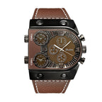 Oulm HP9315 Quartz Watch - Live Edition Men's Heavy Steampunk Industrial Matte Case Luminous Hands Wide Leather Strap Tactical Wristwatch
