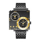Oulm HT5024 Live Edition Men's Tactical Watch - Cyberpunk Multi Time Zone Dual Movement Rectangle Armor Case Metal Band Sport Wristwatch