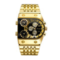 Oulm HT9315 Live Edition Men's Steampunk Watch - Tactical Multi Time Zone Dual Movement Asymmetric Armor Case Heavy Metal Band Sport Wristwatch