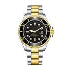 KIMSDUN JSD1022 Live Edition Men's Classic Diver Quartz Watch - 45mm Silver Case Cyclops Date Window Luminous Dial Metal Band Wristwatch