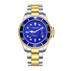 KIMSDUN JSD1022 Live Edition Men's Classic Diver Quartz Watch - 45mm Silver Case Cyclops Date Window Luminous Dial Metal Band Wristwatch
