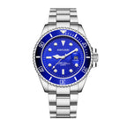 KIMSDUN JSD1022 Live Edition Men's Classic Diver Quartz Watch - 45mm Silver Case Cyclops Date Window Luminous Dial Metal Band Wristwatch