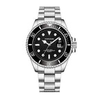 KIMSDUN JSD1022 Live Edition Men's Classic Diver Quartz Watch - 45mm Silver Case Cyclops Date Window Luminous Dial Metal Band Wristwatch
