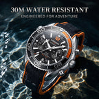 KIMSDUN JSD1804 Live Edition Men's Rotatable Bezel Diver Chrono Quartz Watch - 44mm Silver Case Black Dial 6H Date Silicone Strap Wristwatch