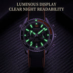 KIMSDUN JSD1804 Live Edition Men's Rotatable Bezel Diver Chrono Quartz Watch - 44mm Silver Case Black Dial 6H Date Silicone Strap Wristwatch