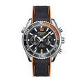 KIMSDUN JSD1804 Live Edition Men's Rotatable Bezel Diver Chrono Quartz Watch - 44mm Silver Case Black Dial 6H Date Silicone Strap Wristwatch