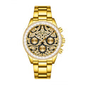 KIMSDUN JSD1833 Live Edition Men's Baguette Bezel Chronograph Quartz Watch - 42mm Gold Case Filigree Diamond Dial 24H Subdials Metal Band Wristwatch