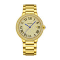KIMSDUN JSD1837 Live Edition Men's Diamond Pave Calendar Quartz Watch - 41mm Case Roman Numerals 3H Date Blued Hands Stainless Steel Bracelet Wristwatch