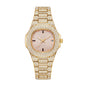 KDW KDW1515 Live Edition Men's Fully Iced Out Quartz Watch - 43mm Gold IPB Case Pink Diamond Dial 3H Date Window Metal Band Wristwatch