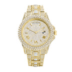 KDW KDW2386 Live Edition Men's Luxury Iced-Out Quartz Watch - 43mm Full Crystal Bezel & Bracelet Arc 12H Day 3H Date Roman Numeral Dial Metal Wristwatch