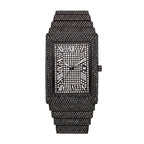KDW KDW8337G Quartz Watch - Live Edition Men's Luxury Heavy 54mm Full Iced-Out Crystal Pavé Square Case Roman Numeral Day-Date Fully Encrusted Wide Link Bracelet Wristwatch