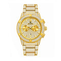 KDW KDW1972 Live Edition Men's Iced-Out Hip-Hop Quartz Watch - 43mm Full Crystal Bezel & Bracelet Multi-Subdial Date Metal Wristwatch