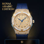 KDW KDW2369 Live Edition Men's Iced Out Eastern Arabic Quartz Watch - 42mm Case Baguette Bezel Pave Dial 3H Date Silicone Strap Wristwatch