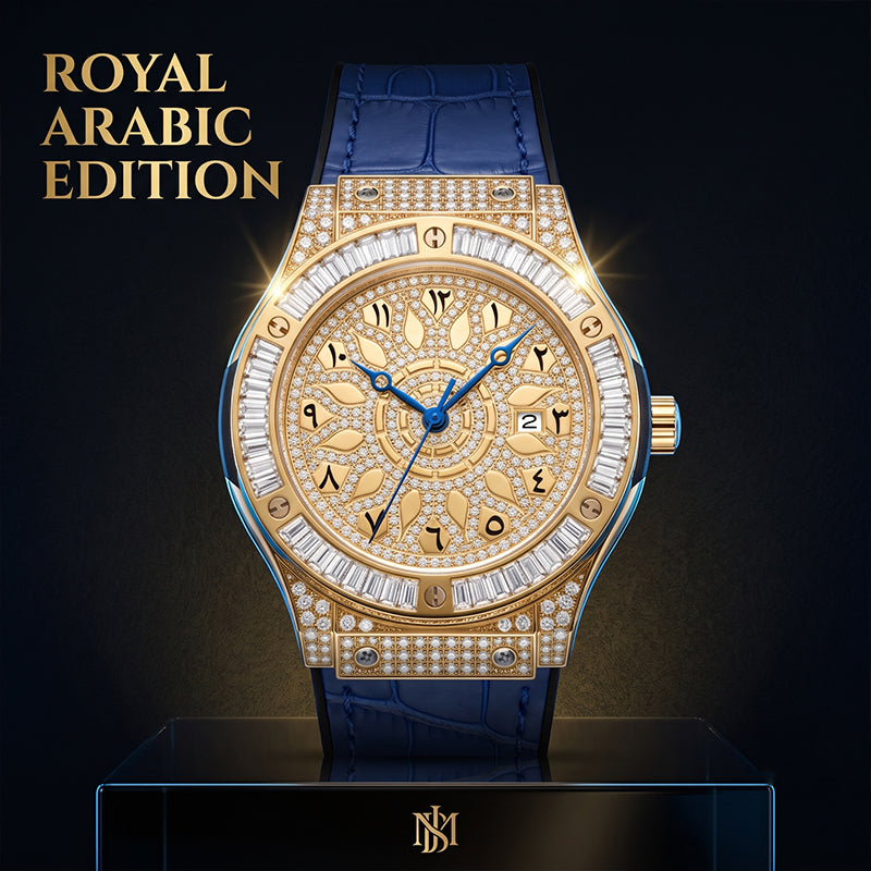 KDW KDW2369 Live Edition Men's Iced Out Eastern Arabic Quartz Watch - 42mm Case Baguette Bezel Pave Dial 3H Date Silicone Strap Wristwatch