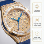 KDW KDW2369 Live Edition Men's Iced Out Eastern Arabic Quartz Watch - 42mm Case Baguette Bezel Pave Dial 3H Date Silicone Strap Wristwatch