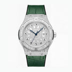 KDW KDW2369 Live Edition Men's Iced Out Eastern Arabic Quartz Watch - 42mm Case Baguette Bezel Pave Dial 3H Date Silicone Strap Wristwatch