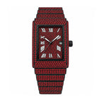 KDW KDW8315L Quartz Watch - Live Edition Women's Luxury 46mm Full Iced-Out Crystal Pavé Square Case Roman Numeral Day-Date Luminous Hands Fully Encrusted Link Bracelet Wristwatch