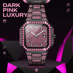 KDW KDW8801 Live Edition Men's Fully Iced Out Octagonal Quartz Watch - 42x46mm Black IPB Case Colored Diamond Dial 3H Date Window Metal Band Wristwatch