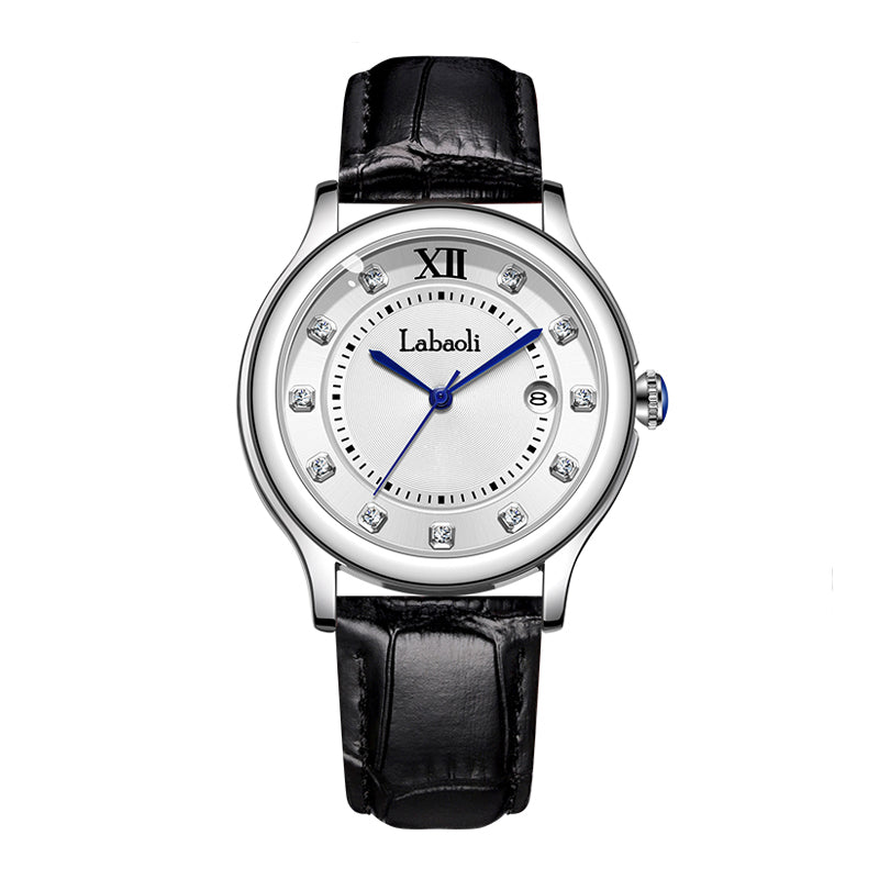 Labaoli LA388G Quartz Watch - Live Edition Men's Elegant Calendar Crystal Marker Genuine Leather Strap Wristwatch
