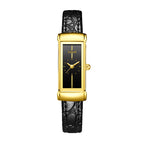 Labaoli LA426 Live Edition Women's Vintage Tank Quartz Watch - 16x39mm Rose Gold Case White Minimalist Dial Brown Leather Strap Wristwatch