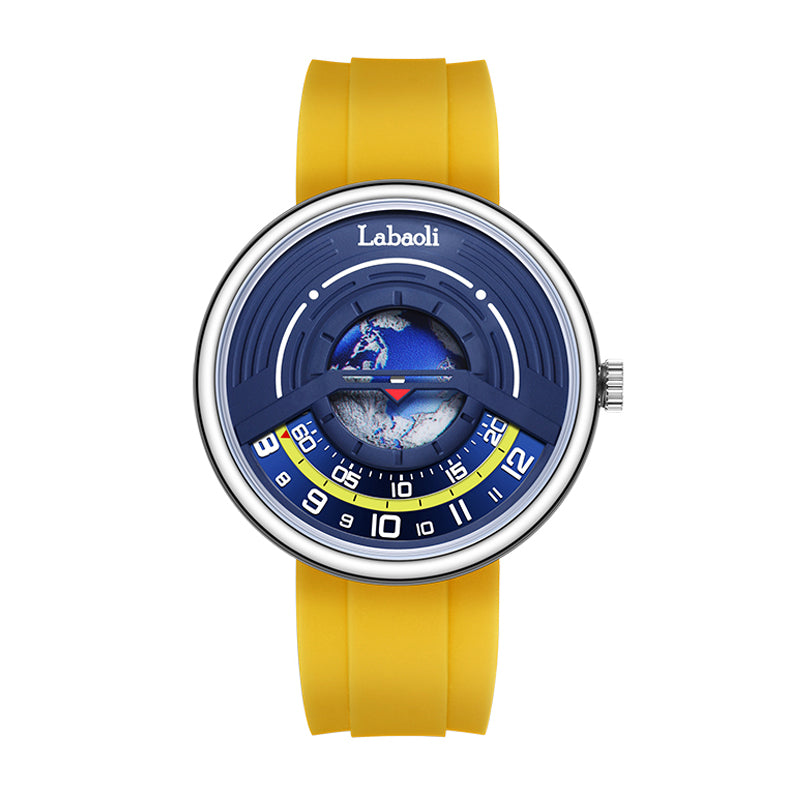 Labaoli LA453 Quartz Watch - Live Edition Men's & Women‘s Tech Sport 44mm Domed Case Futuristic Sunken Orbital Hand Alignment High-Flexibility Silicone Strap Wristwatch