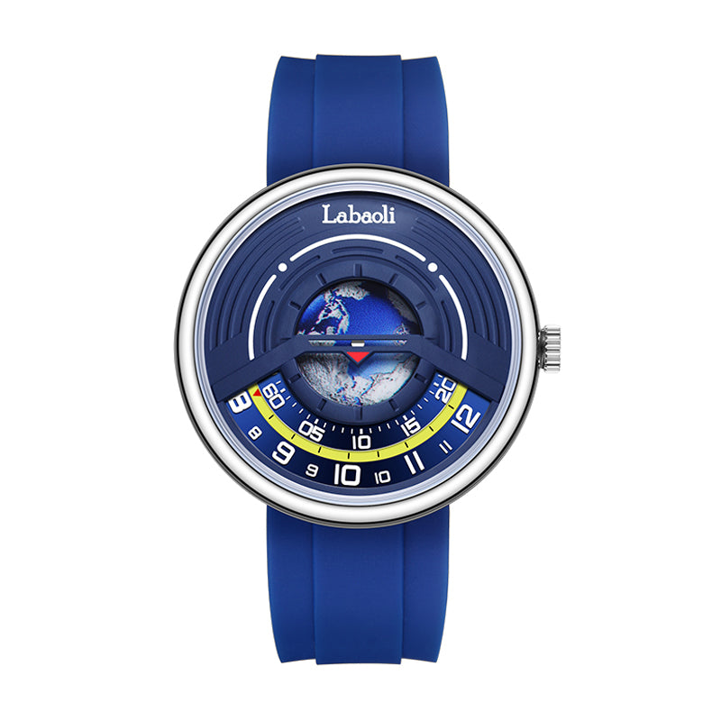 Labaoli LA453 Quartz Watch - Live Edition Men's & Women‘s Tech Sport 44mm Domed Case Futuristic Sunken Orbital Hand Alignment High-Flexibility Silicone Strap Wristwatch