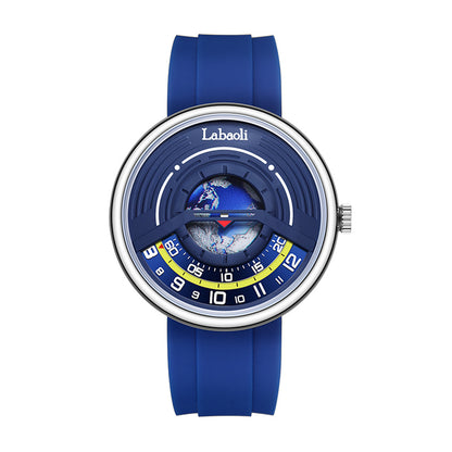 Labaoli LA453 Quartz Watch - Live Edition Men's & Women‘s Tech Sport 44mm Domed Case Futuristic Sunken Orbital Hand Alignment High-Flexibility Silicone Strap Wristwatch