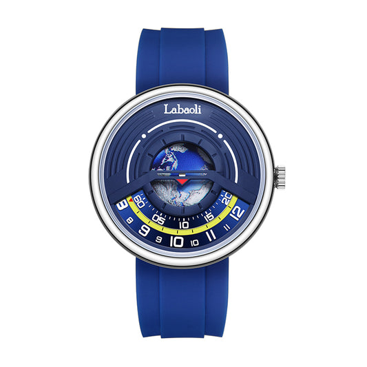 Labaoli LA453 Quartz Watch - Live Edition Men's & Women‘s Tech Sport 44mm Domed Case Futuristic Sunken Orbital Hand Alignment High-Flexibility Silicone Strap Wristwatch