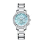 Labaoli LA559 Quartz Watch - Live Edition Women's Luxury 37mm Crystal-Encrusted Bezel Diamond-Cut Lens Chronograph Style Dial Slanted Date Two-Tone Link Bracelet Wristwatch