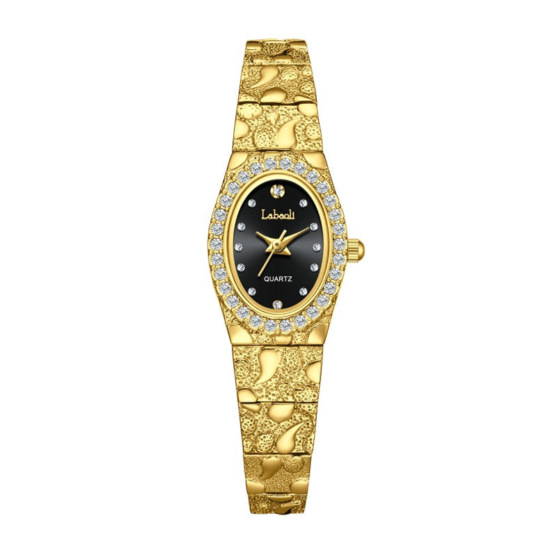 Labaoli LA631 Quartz Watch - Live Edition Women's Luxury Jewelry Elegant Crystal Bezel 3D Textured Embossed Bracelet Thin Bangle Wristwatch