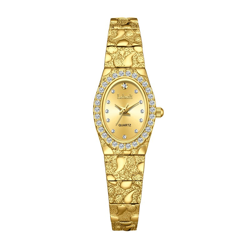 Labaoli LA631 Quartz Watch - Live Edition Women's Luxury Jewelry Elegant Crystal Bezel 3D Textured Embossed Bracelet Thin Bangle Wristwatch