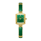 Labaoli LA653 Quartz Watch - Live Edition Women's Elegant 20mm Square Tonneau Case Faceted Diamond-Cut Glass Minimalist Crystal Dial Full IPG Gold Enamel Texture Bangle Bracelet Timepiece