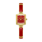 Labaoli LA653 Quartz Watch - Live Edition Women's Elegant 20mm Square Tonneau Case Faceted Diamond-Cut Glass Minimalist Crystal Dial Full IPG Gold Enamel Texture Bangle Bracelet Timepiece