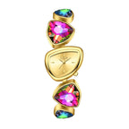 Labaoli LA682 Quartz Watch - Live Edition Women's Avant-Garde 27mm Asymmetric Case Irregular Cobblestone Faceted Gemstone Link Jewelry Bracelet Timepiece
