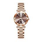 Labaoli LA729 Quartz Watch - Live Edition Women's Luxury Diamond-Cut Glass Crystal Faceted Dial Luminous Hands Crystal 6H Small Seconds Rose Gold Steel Link Bracelet Wristwatch
