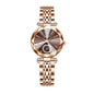 Labaoli LA729 Quartz Watch - Live Edition Women's Luxury Diamond-Cut Glass Crystal Faceted Dial Luminous Hands Crystal 6H Small Seconds Rose Gold Steel Link Bracelet Wristwatch