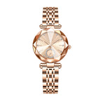 Labaoli LA729 Quartz Watch - Live Edition Women's Luxury Diamond-Cut Glass Crystal Faceted Dial Luminous Hands Crystal 6H Small Seconds Rose Gold Steel Link Bracelet Wristwatch